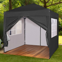 Black Pop Up Outdoor Canopy Tent with Removable Sidewalls 2 x 2m - MCC - Wilko - thumbnail 1