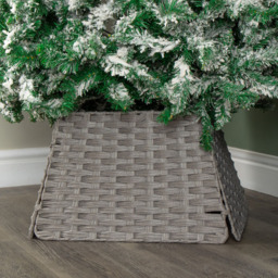 Samuel Alexander Grey Foldable Rattan Christmas Tree Skirt 47cm - Size: 30 x 47 x 46cm - Wilko - thumbnail 3