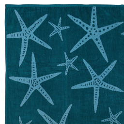 Eco Tex Recycled Cotton Starfish Beach Towel - Size: 150 x 70cm - Blue - Wilko - thumbnail 3