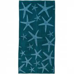 Eco Tex Recycled Cotton Starfish Beach Towel - Size: 150 x 70cm - Blue - Wilko - thumbnail 1