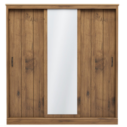 Camford 3 Door Oak Mirror Sliding Wardrobe - Brown - Wilko - thumbnail 3