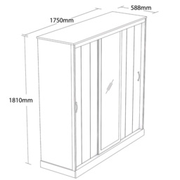 Camford 3 Door Oak Mirror Sliding Wardrobe - Brown - Wilko - thumbnail 5