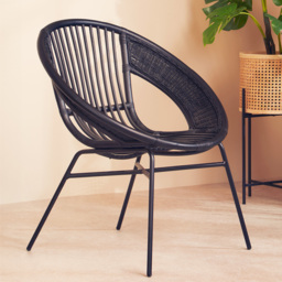Interiors by Premier Lagom Black Rattan Chair - Size: 1 Seater - Wilko - thumbnail 1