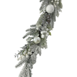 Snowy Pine Bauble Garland - White and Green - Wilko - thumbnail 3