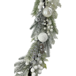 Snowy Pine Bauble Garland - White and Green - Wilko - thumbnail 4