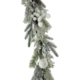 Snowy Pine Bauble Garland - White and Green - Wilko - thumbnail 5