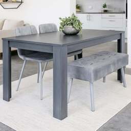 Kosy Koala 4 Seater Dining Set with Bench Dark Grey and Grey Velvet - Multi - Wilko - thumbnail 1