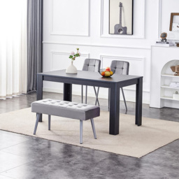 Kosy Koala 4 Seater Dining Set with Bench Dark Grey and Grey Velvet - Multi - Wilko - thumbnail 5