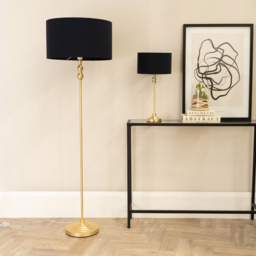 ValueLights Maggie Black and Gold Drum Shade Candlestick LED Floor Lamp - Size: 50 x 25 x 25cm - Wilko - thumbnail 5