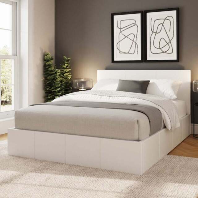 GFW King Size White End Lift Ottoman Bed - Wilko - image 1