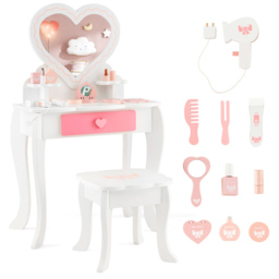 Costway White Kids Vanity Table and Stool - Size: 50 x 30 x 82cm - Wilko - thumbnail 3