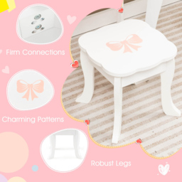 Costway White Kids Vanity Table and Stool - Size: 50 x 30 x 82cm - Wilko - thumbnail 7