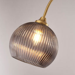 Lighting Collection Smoke Grey Glass Shade Satin Brass and Marble Floor Lamp - Size: 31 x 28 x 45cm - Satin Antique Brass, Smoke and White Marble - Wi - thumbnail 5