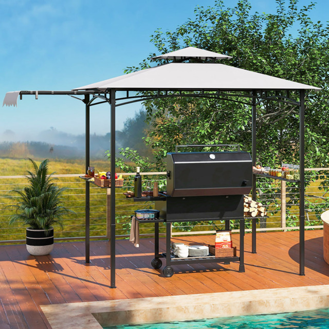 Costway 3.1 x 1.5m Grey Outdoor Grill Gazebo with Side Awning - Size: 147 x 28 x 19cm - Wilko - image 1