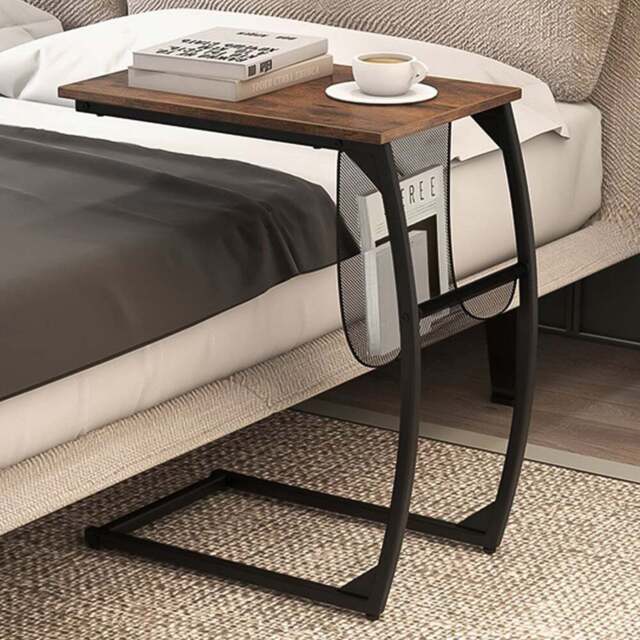 Costway Brown C-Shaped Compact Sofa Side Table with Magazine Rack - Size: 56 x 35 x 64cm - Wilko - image 1