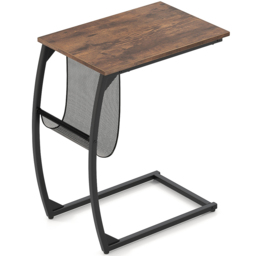 Costway Brown C-Shaped Compact Sofa Side Table with Magazine Rack - Size: 56 x 35 x 64cm - Wilko - thumbnail 3
