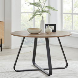 Furniturebox Fira Valera Wood Effect 4 Seater Round Dining Set Brown and Grey - Wilko - thumbnail 3