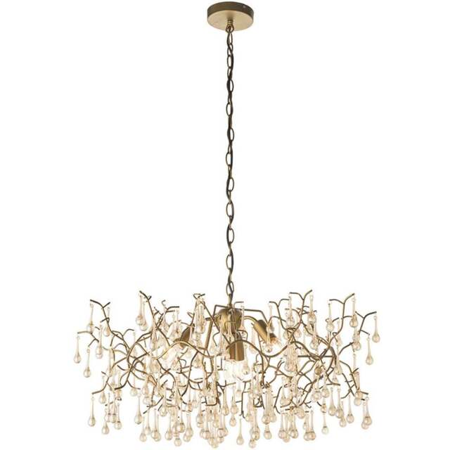 Merano Rimini Lustre Glass Aged Gold 4 Light Ceiling Pendant - Size: 75 x 75 x 110cm - Wilko - image 1