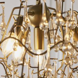 Merano Rimini Lustre Glass Aged Gold 4 Light Ceiling Pendant - Size: 75 x 75 x 110cm - Wilko - thumbnail 6