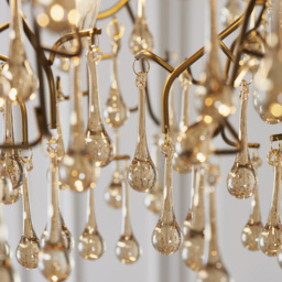 Merano Rimini Lustre Glass Aged Gold 4 Light Ceiling Pendant - Size: 75 x 75 x 110cm - Wilko - thumbnail 5