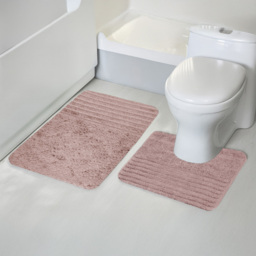 Velosso Linear Blush Bath Mat Set - Size: 50 x 80 x 1cm - Pink - Wilko - thumbnail 3
