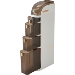 Living and Home 4 Drawer Ivory White and Light Brown Bathroom Storage Cabinet - Size: 95 x 18 x 37cm - Ivory White + Light Brown - Wilko - thumbnail 4