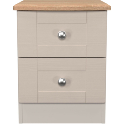 Crowndale Sussex 2 Drawer Kashmir Ash and Bardolino Oak Compact Bedside Cabinet Ready Assembled - Kashmir Ash & Bardolino Oak - Wilko - thumbnail 3