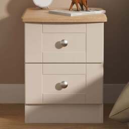 Crowndale Sussex 2 Drawer Kashmir Ash and Bardolino Oak Compact Bedside Cabinet Ready Assembled - Kashmir Ash & Bardolino Oak - Wilko - thumbnail 1