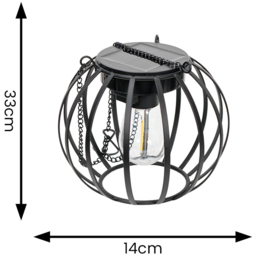 ValueLights Black Metal Ball Solar Powered Outdoor Garden Lantern Light 2 Pack - Size: 33 x 14 x 14cm - Wilko - thumbnail 4