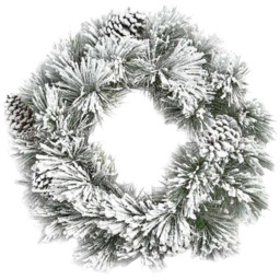 Premier Snow Flocked Wreath 50cm with Acorns - Size: 50 x 50 x 50cm - White - Wilko