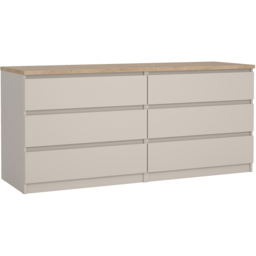 Florence Naia 6 Drawer Cashmere Jackson Hickory Wide Chest of Drawers - Brown - Furniture To Go - Wilko - thumbnail 3