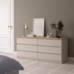 Florence Naia 6 Drawer Cashmere Jackson Hickory Wide Chest of Drawers - Brown - Furniture To Go - Wilko - thumbnail 7