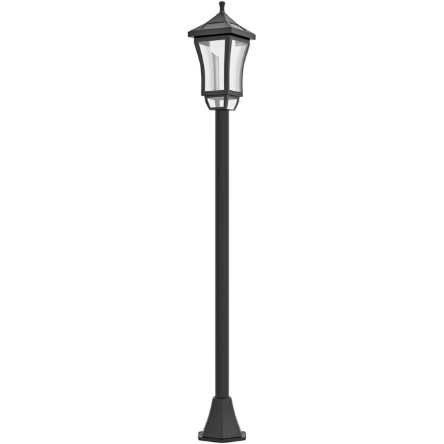Outsunny Cool White LED Waterproof Black Garden Solar Lamp Post Light - Size: 127 x 15 x 15cm - Wilko - image 1