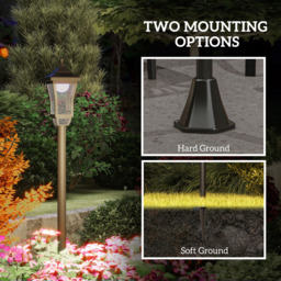 Outsunny Cool White LED Waterproof Black Garden Solar Lamp Post Light - Size: 127 x 15 x 15cm - Wilko - thumbnail 7
