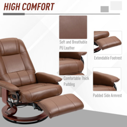 Portland Brown Faux Leather Swivel Manual Recliner Chair - Size: Single - Wilko - thumbnail 7