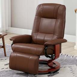 Portland Brown Faux Leather Swivel Manual Recliner Chair - Size: Single - Wilko - thumbnail 1