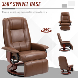 Portland Brown Faux Leather Swivel Manual Recliner Chair - Size: Single - Wilko - thumbnail 6