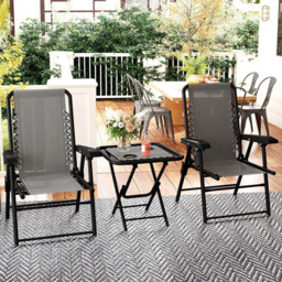Outsunny 2 Seater Foldable Garden Bistro Set with Cup Holders Dark Grey - Wilko - thumbnail 1