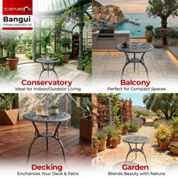 Centurion Bangui 2 Seater Grey Round Garden Bistro Table with Parasol Hole - Wilko - thumbnail 4