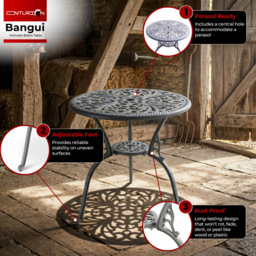 Centurion Bangui 2 Seater Grey Round Garden Bistro Table with Parasol Hole - Wilko - thumbnail 5