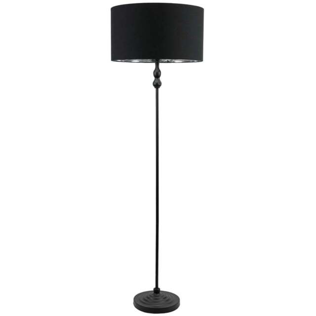 ValueLights Maggie Black Candlestick LED Floor Lamp with Black and Chrome Lamp Shade - Size: 151 x 45 x 45cm - Wilko - image 1