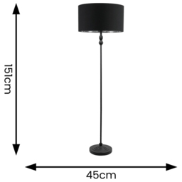 ValueLights Maggie Black Candlestick LED Floor Lamp with Black and Chrome Lamp Shade - Size: 151 x 45 x 45cm - Wilko - thumbnail 5