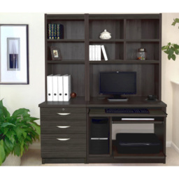 R White Cabinets 3 Drawer Black Set-17 Computer Desk with Bookcase and Printer Shelf - Size: 182.8 x 132.9 x 54cm - Wilko - thumbnail 5