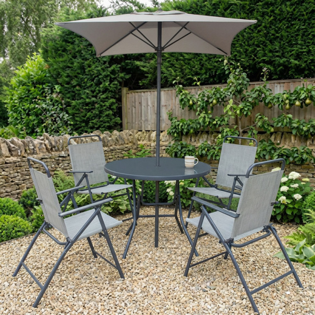 Malay Outdoor Essentials Safina 4 Seater Foldable Patio Dining Set Sage - Wilko - image 1