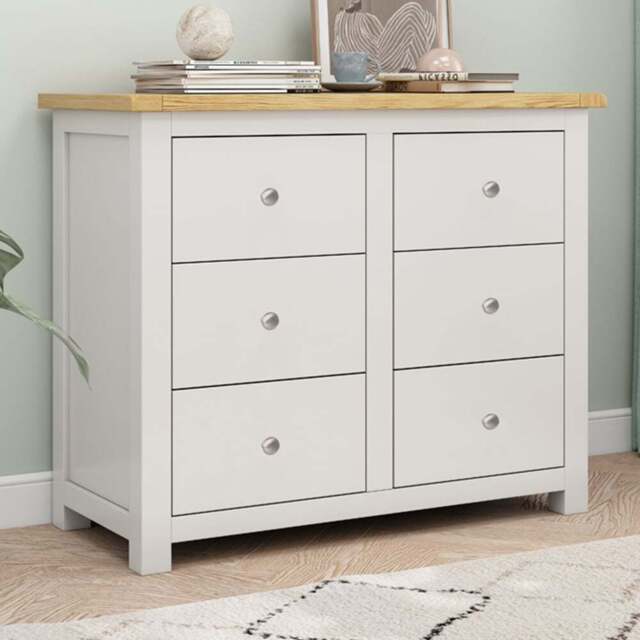 Cabinet Bits Maggiori 6 Drawer White Chrome Knob Chest of Drawers - Wilko - image 1