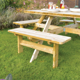 Rowlinson Natural Softwood 8 Seater Square Picnic Table - Brown - Wilko - thumbnail 5