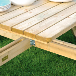 Rowlinson Natural Softwood 8 Seater Square Picnic Table - Brown - Wilko - thumbnail 4