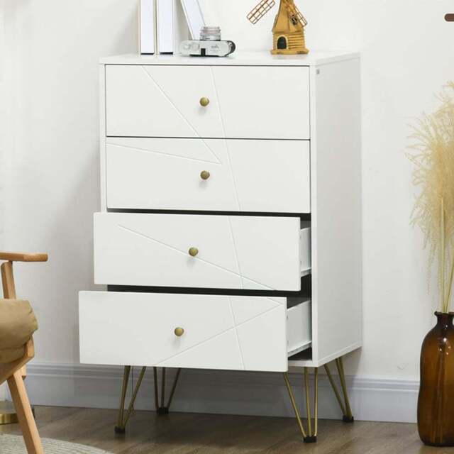 HOMCOM 4 Drawer White Chest of Drawers - Wilko - image 1