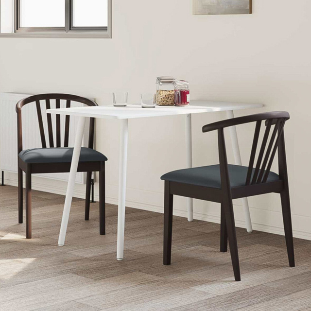 vidaXL Set of 2 Light Brown and Black Rubberwood Vintage Dining Chairs - Wilko - image 1