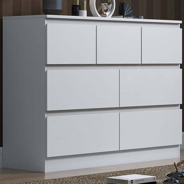 FWStyle Stora Merchant 7 Drawer Matt White Chest of Drawers - Wilko - image 1